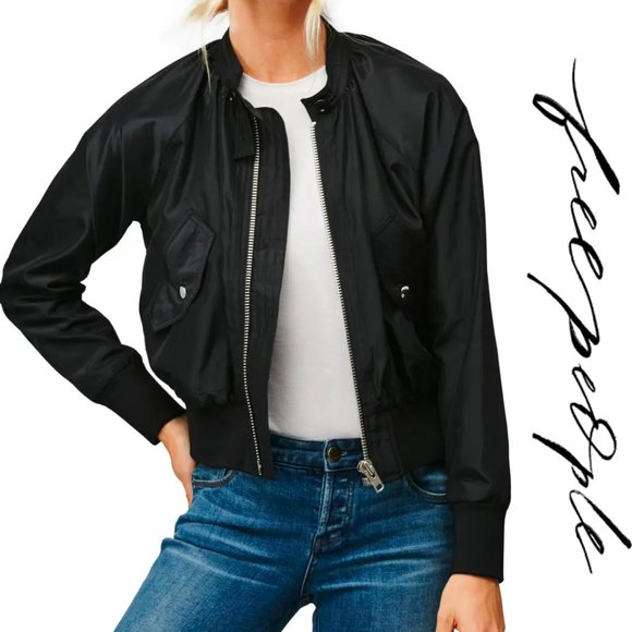 Free People Midnight Bomber Jacket Black XS